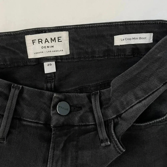 FRAME Le Crop Mini Boot - Black Stretch Denim Jeans - Size 25 - Picture 5 of 6